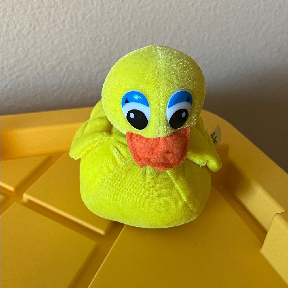 Yellow Plush Duck Toy for Small Pets